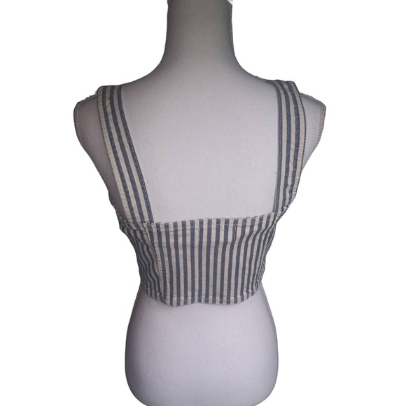 Zara Striped Denim crop top - size L - Picture 6 of 10